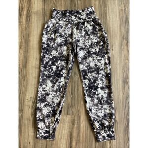 Athleta Pants Womens Beige Black Tie Dye Salutation Joggers High Rise Sz Small